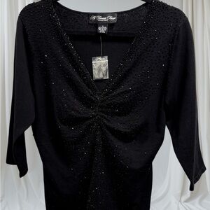 Colleen Lopez Black Beaded Blouse 🌹